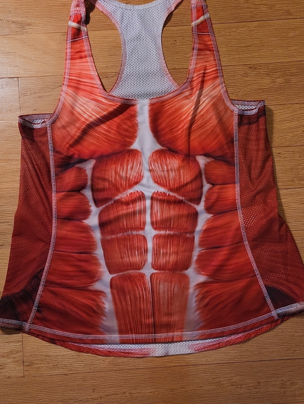 BlackMilk Red and White Mesh Labelled Athletic Top